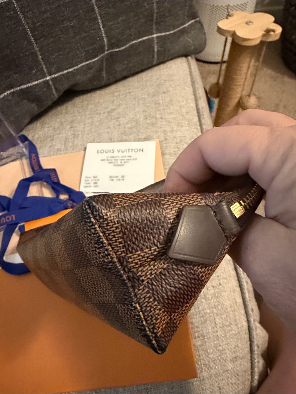 Louis Vuitton Brown Damier Ebene Cosmetic Pouch N47516 - Picture 5 of 9